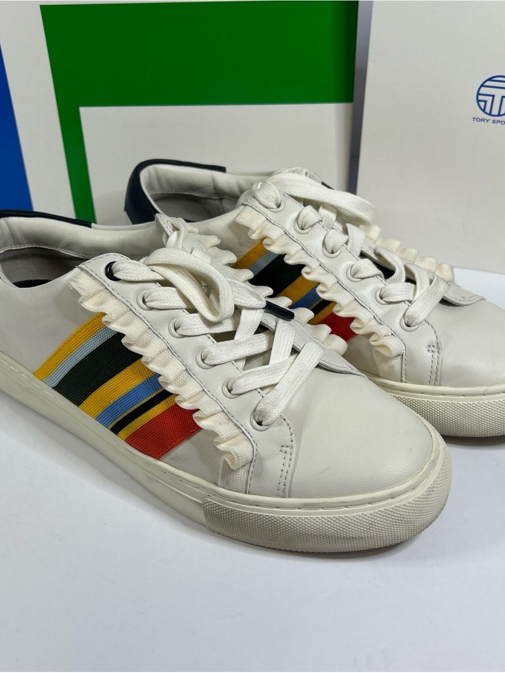 Tory Burch Sport ruffle 8.5 sneakers ruffles striped